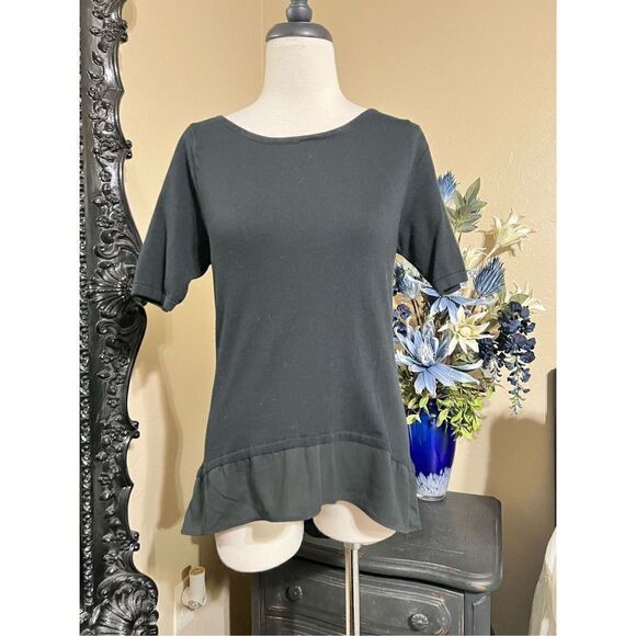 Black Short Sleeve Tunic Sweater Size Small - Picture 1 of 2